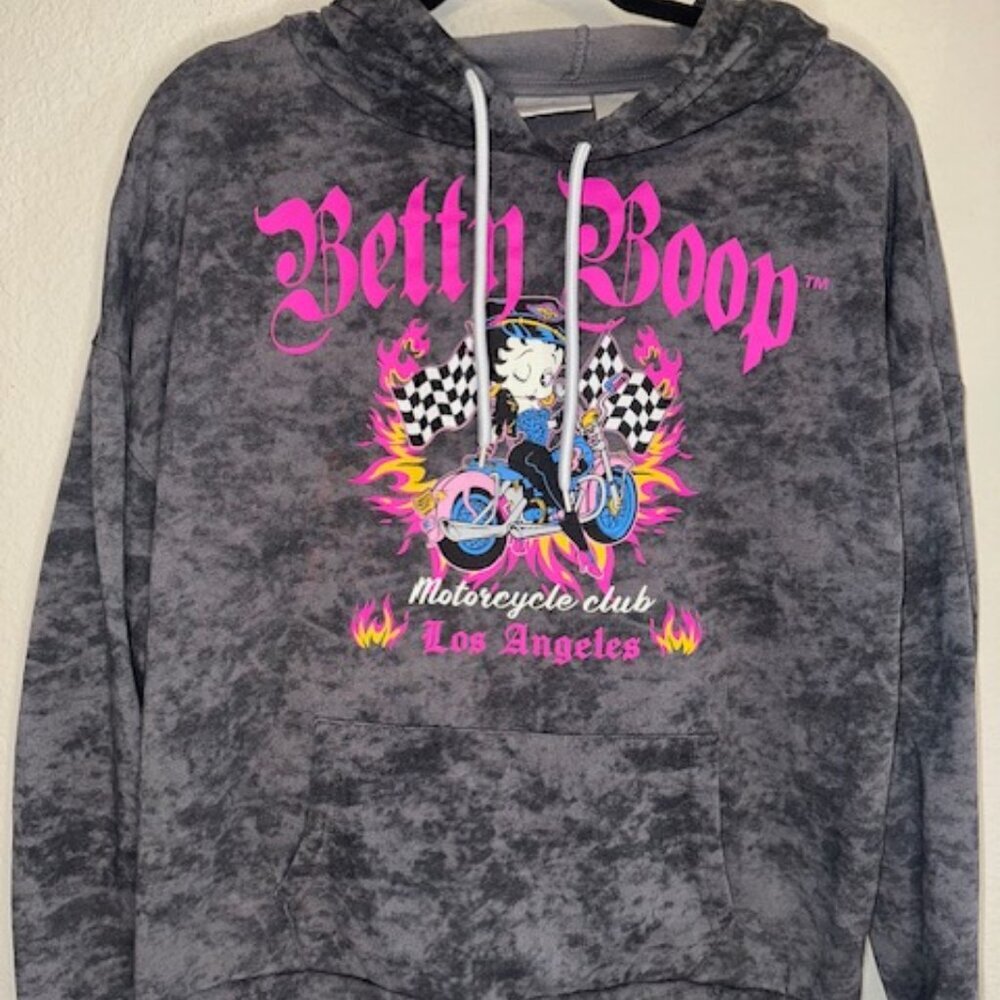 Betty Boop Born To‎ Ride Motorcycle Club Los Angeles Hoodie Black Grey Pink